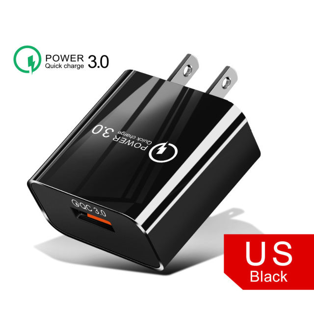 18W3A Fast Charger QC 3.0 USB Charger Quick Charge 3.0 Phone Charger for iPhone for Huawei Samsung Xiaomi Redmi EU US Plug