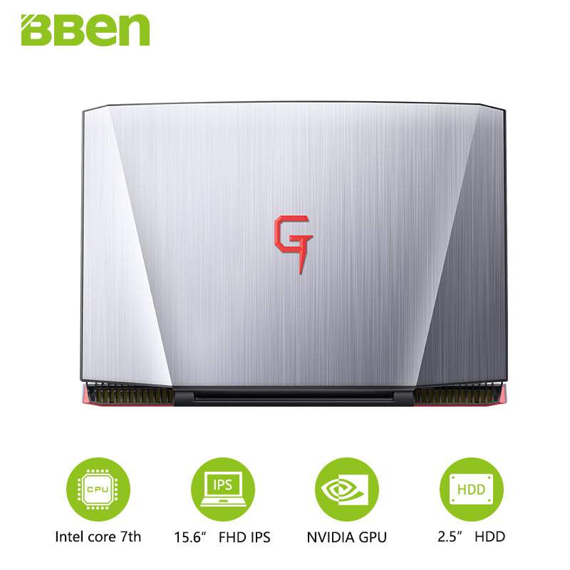 BBEN G16 laptop for gaming 15.6 inch fast running 32GBRAM+256GB SSD+2TB HDD 1920x1080 FHD wifi IPS screen i7 7700HQ notebook