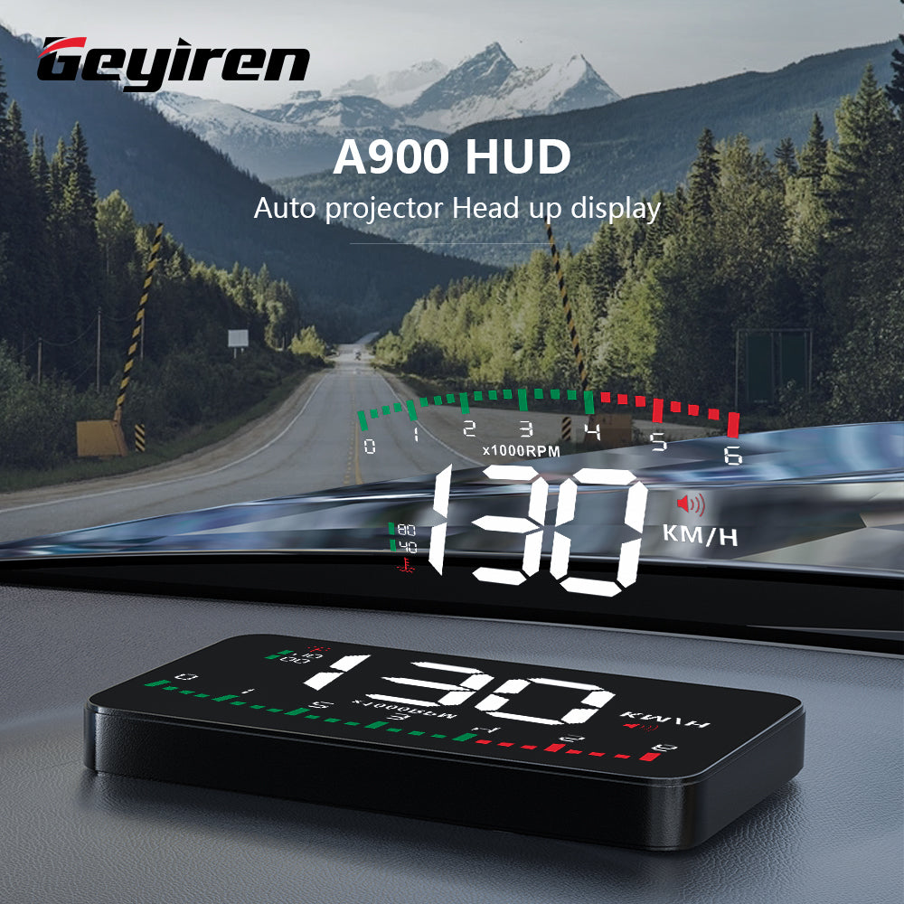 GEYIREN A900 Auto Hud Display Car Projector Alarm EOBD OBD2 Head Up Display Speedometer Windshield Electronic Accessories