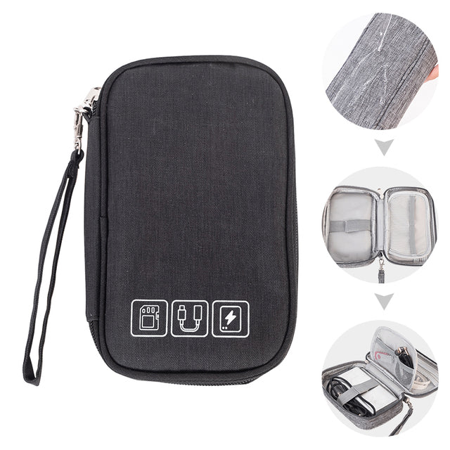 Wires Charger Digital USB Gadget Cable Bag Electronic Earphone Organizer Portable Case Zipper Storage Pouch Accessories Supplies