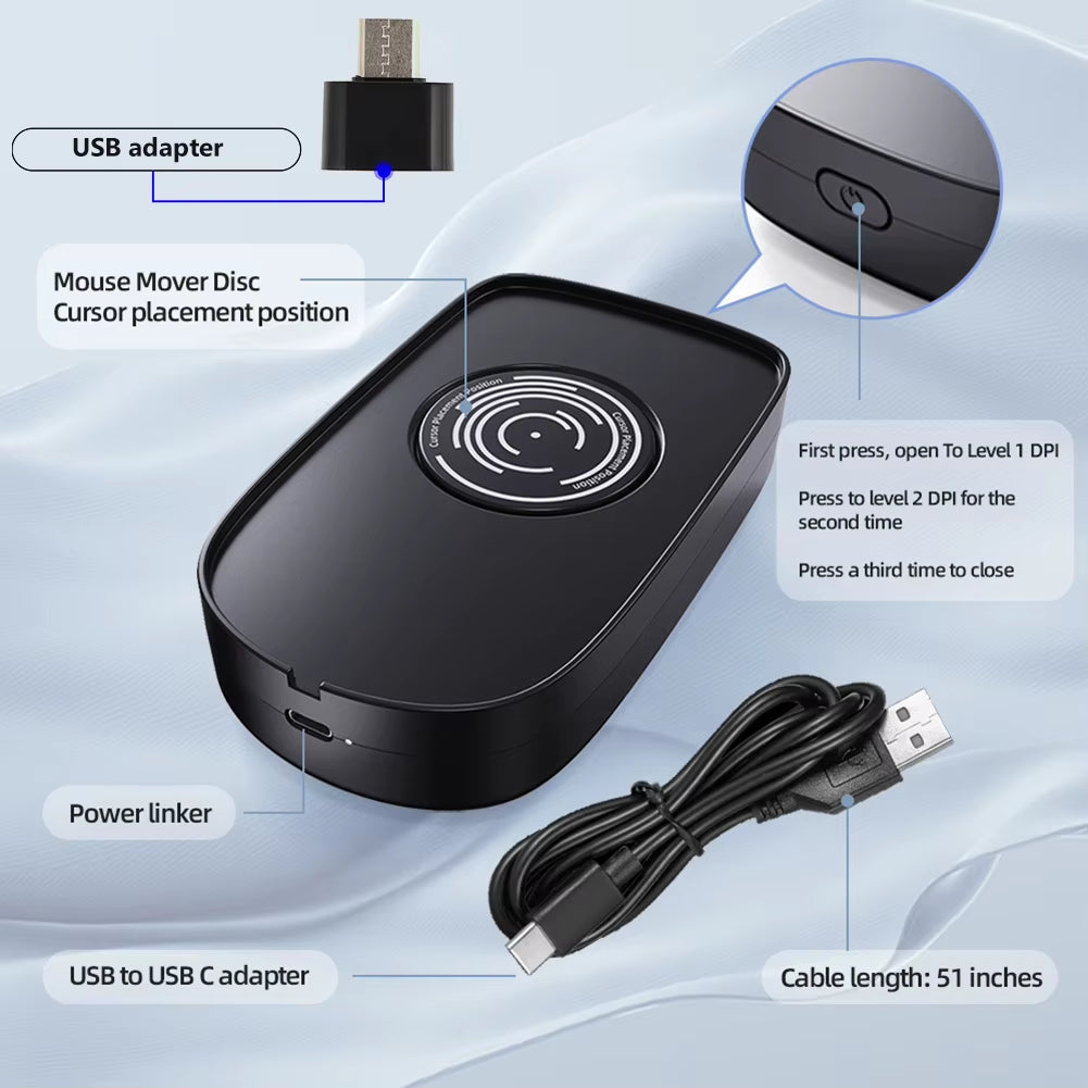 Mouse Jiggler Undetectable Mouse Mover Virtual Mouse Movement Simulator with ON/OFF Switch for Computer Awakening Lock Screen
