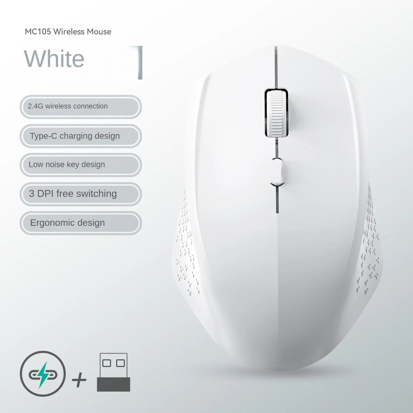 Bluetooth 5.2 Mouse 2.4G Wireless Mouse Dual-Mode Silent Mouse Rechargeable Gaming Mouse 1600DPI for Laptop Computer Win Mac OS