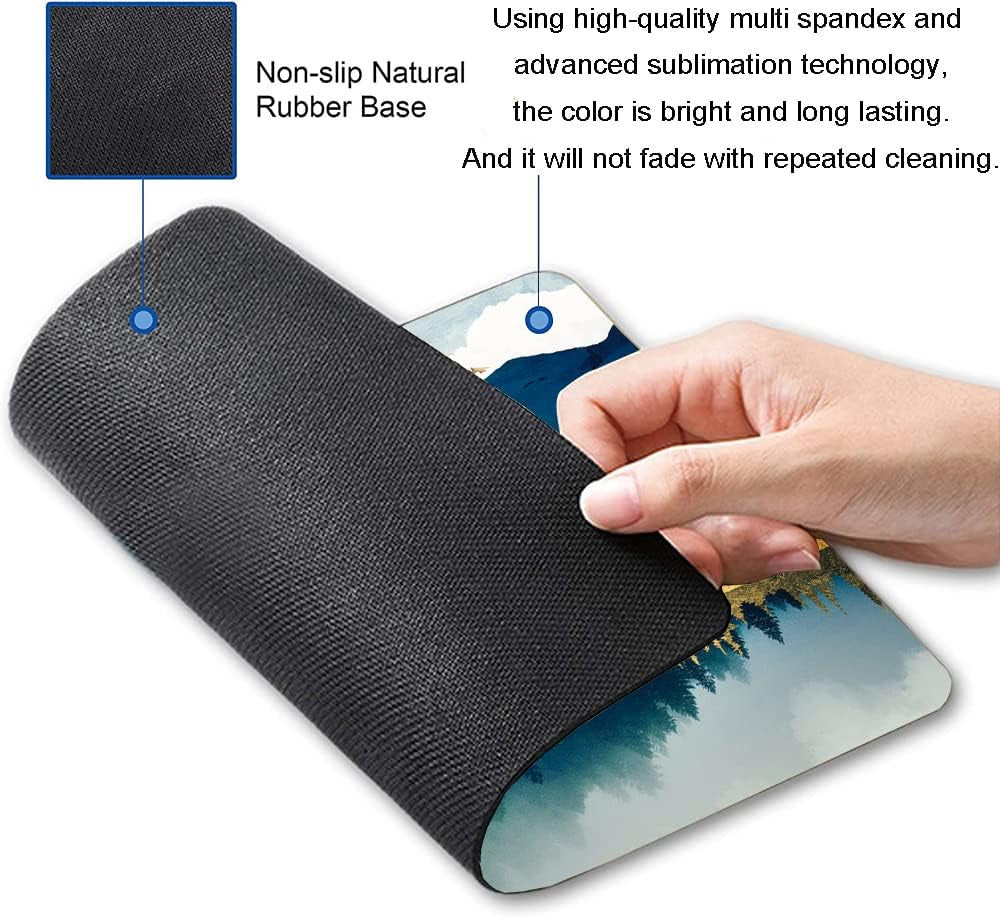 Abstract Landscape Mouse Pad - Square Waterproof Non-Slip Rubber Base for Office Laptop, 9.5"X7.9"X0.12" Inch (Mountain Landscape)