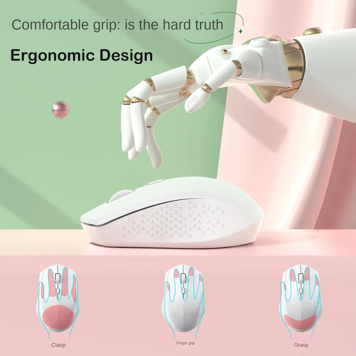 Bluetooth 5.2 Mouse 2.4G Wireless Mouse Dual-Mode Silent Mouse Rechargeable Gaming Mouse 1600DPI for Laptop Computer Win Mac OS