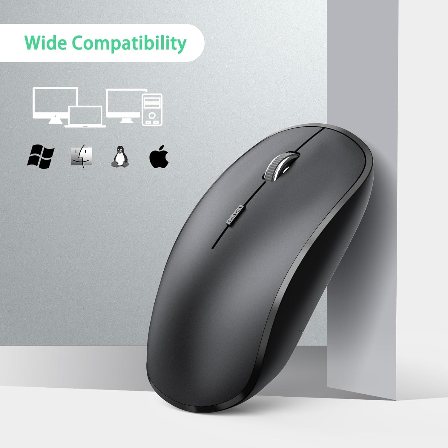 Wireless Mouse, 2.4G Portable Slim Silent Computer Mouse Wireless with USB Nano Receiver, 2400 DPI, for Notebook, Laptop, PC - Black