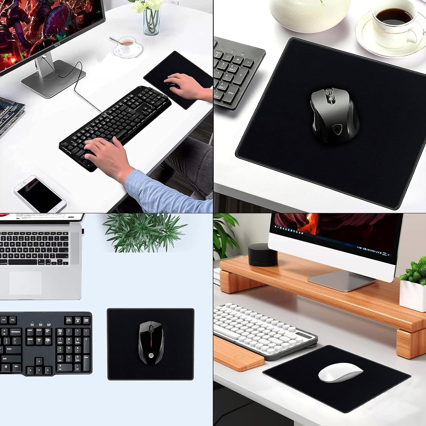 20 Pack Mouse Pad with Stitched Edges Mousepads Bulk Non-Slip Rubber Base, Waterproof Coating Mouse Pads for Computers, Laptop, Office & Home -(9.84 X 8.27 Inch) - Black