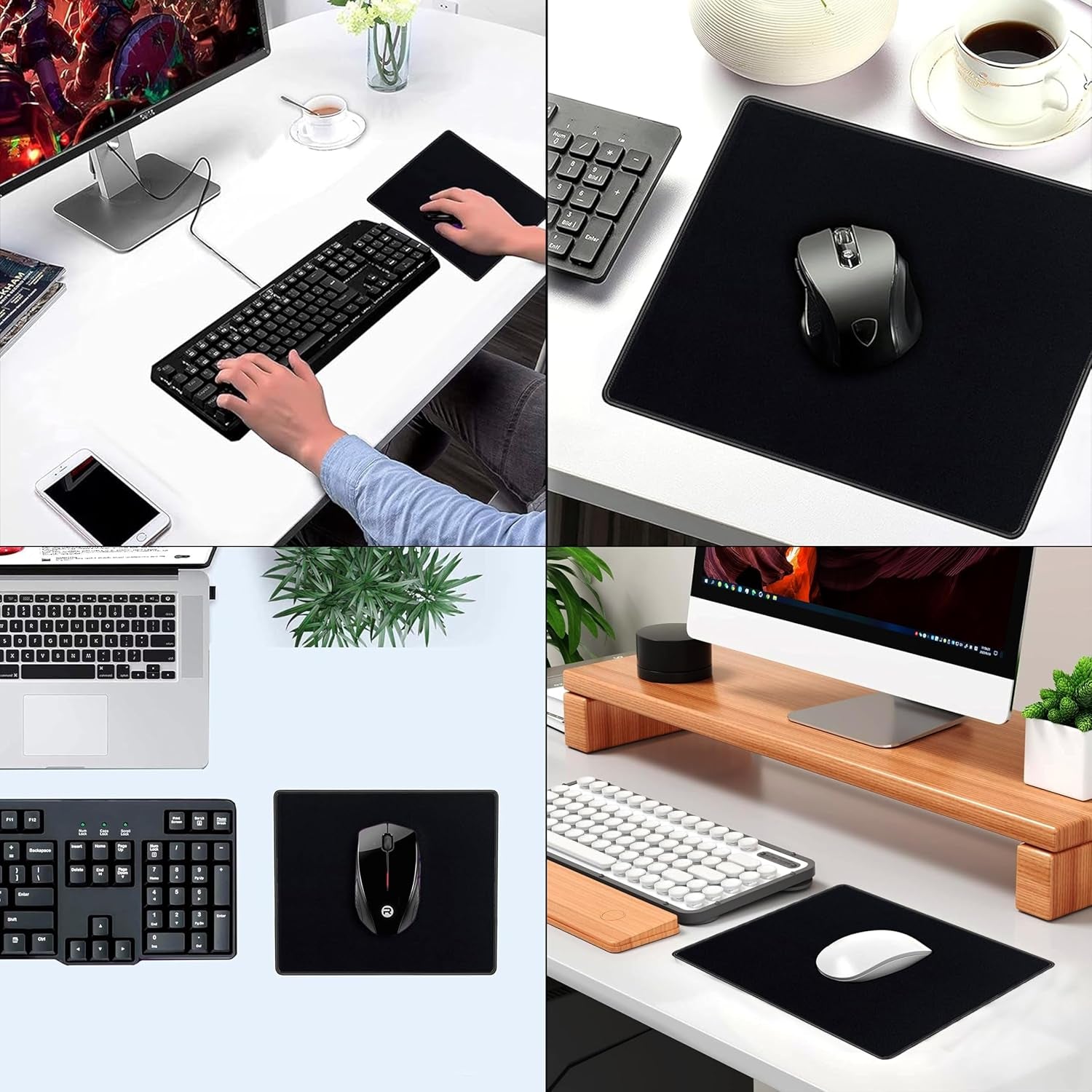 20 Pack Mouse Pad with Stitched Edges Mousepads Bulk Non-Slip Rubber Base, Waterproof Coating Mouse Pads for Computers, Laptop, Office & Home -(9.84 X 8.27 Inch) - Black
