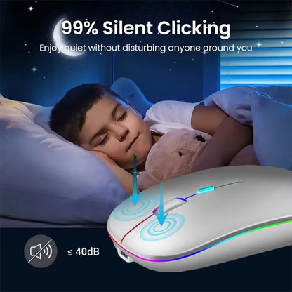 2.4G Wireless Mouse RGB Colorful Mouse Rechargeable Mouse Silent Mouse USB Gaming Mouse Mice 1600DPI for PC Laptop Macbook Pro