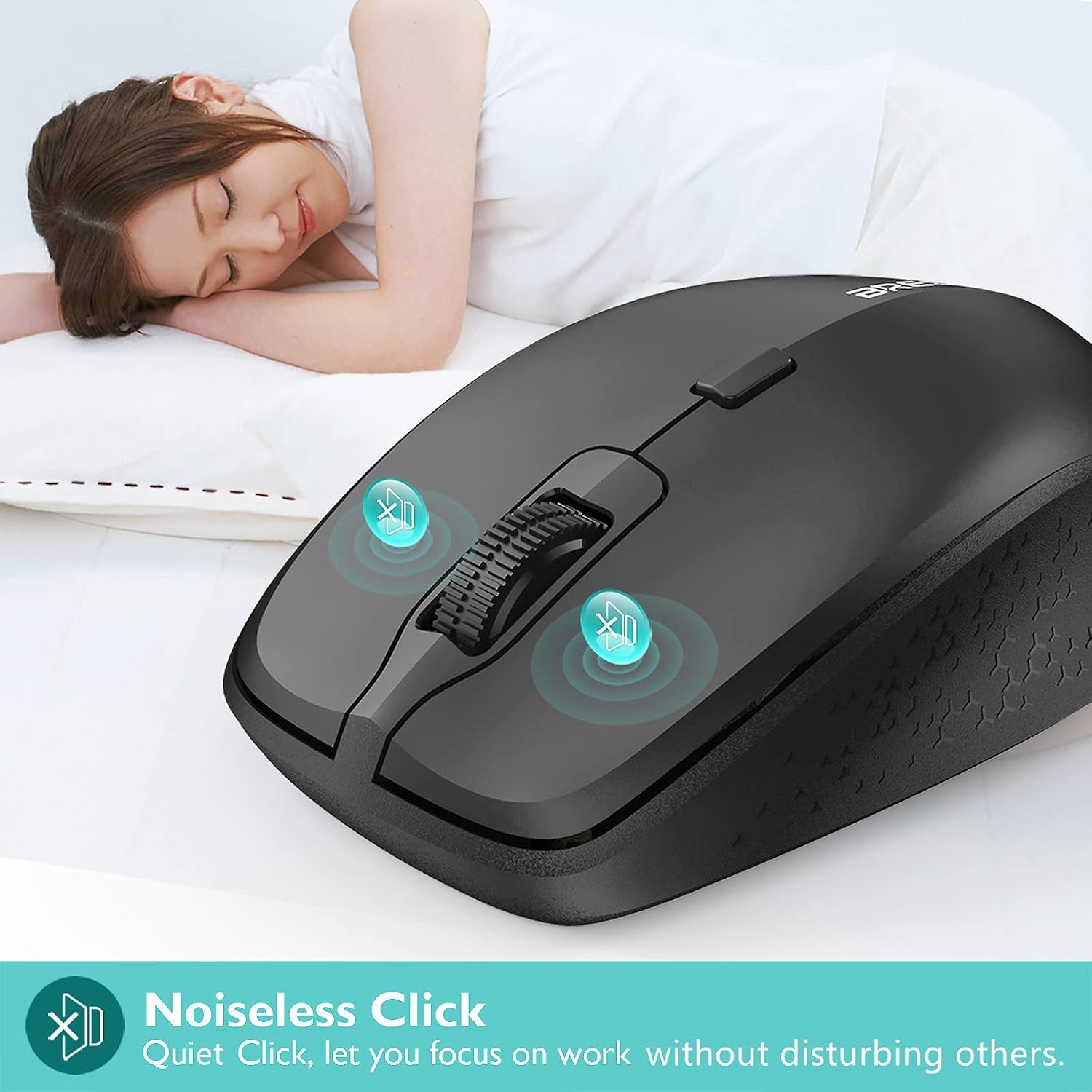 Ergonomic Bluetooth Mouse and Mouse Pad for Laptop, Silent Mouse with 3-Levels DPI, USB Nano Receiver for Android PC Notebook Computer Mac-Black