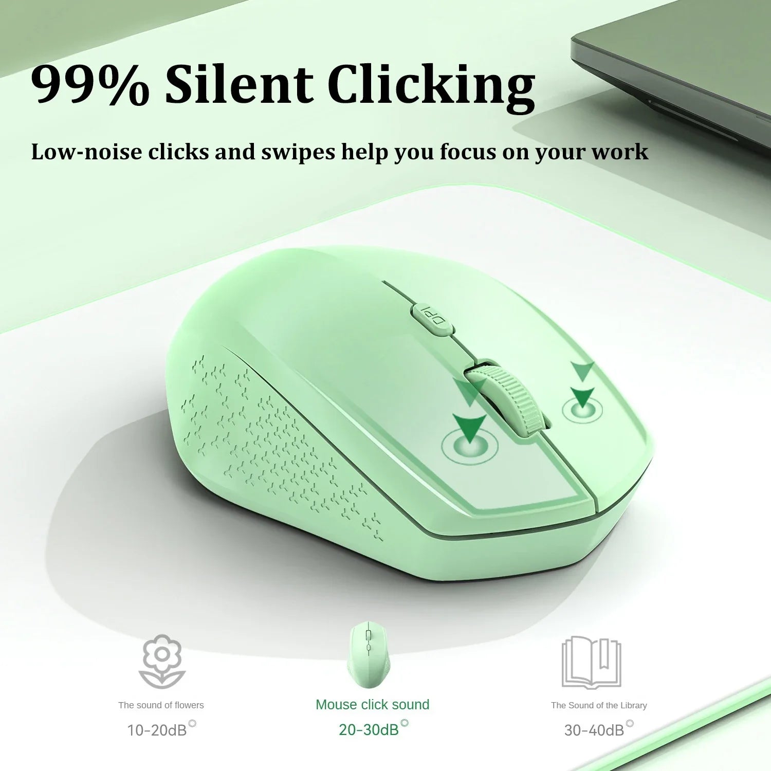 Bluetooth 5.2 Mouse 2.4G Wireless Mouse Dual-Mode Silent Mouse Rechargeable Gaming Mouse 1600DPI for Laptop Computer Win Mac OS