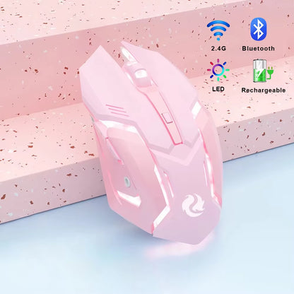 Gaming Mouse Rechargeable 2.4Gwireless Bluetooth Mouse Mute Ergonomic Mouse for Computer Laptop LED Backlit Mice for IOS Android
