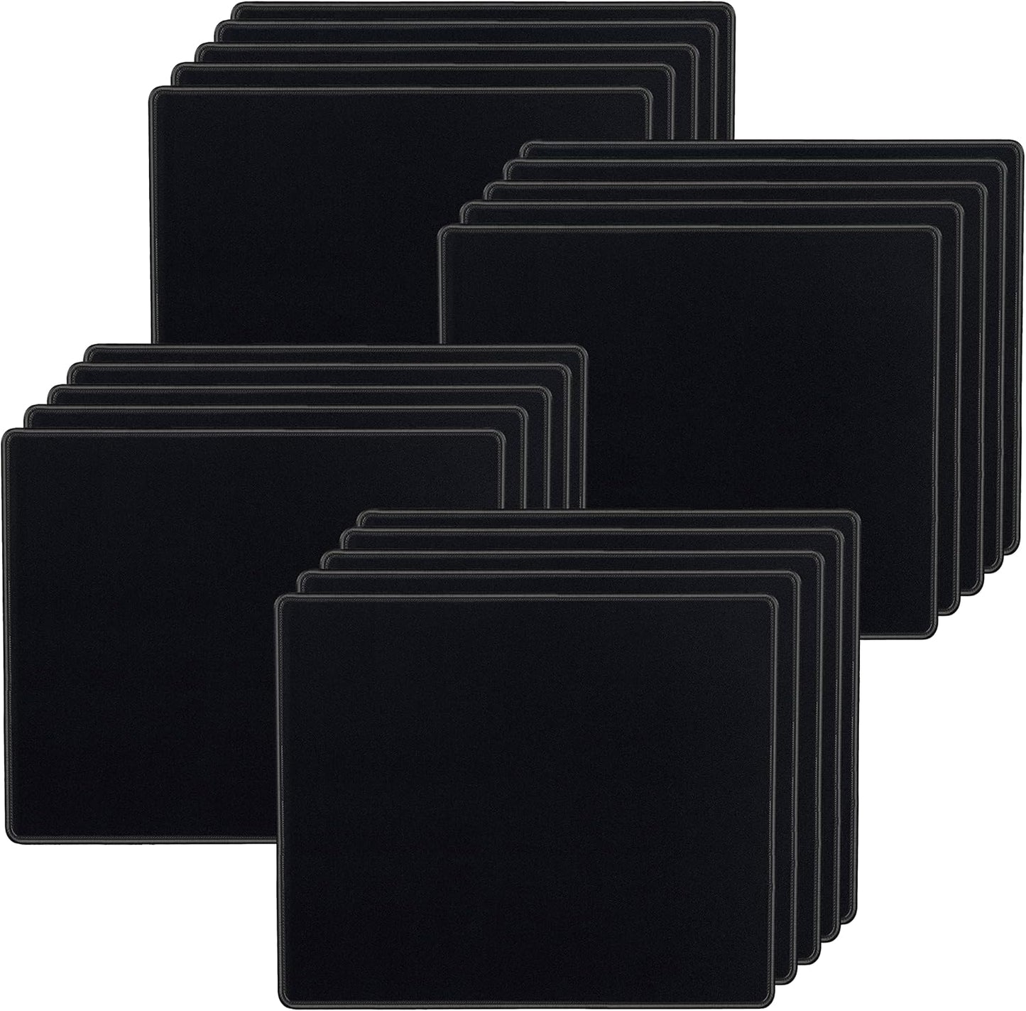20 Pack Mouse Pad with Stitched Edges Mousepads Bulk Non-Slip Rubber Base, Waterproof Coating Mouse Pads for Computers, Laptop, Office & Home -(9.84 X 8.27 Inch) - Black