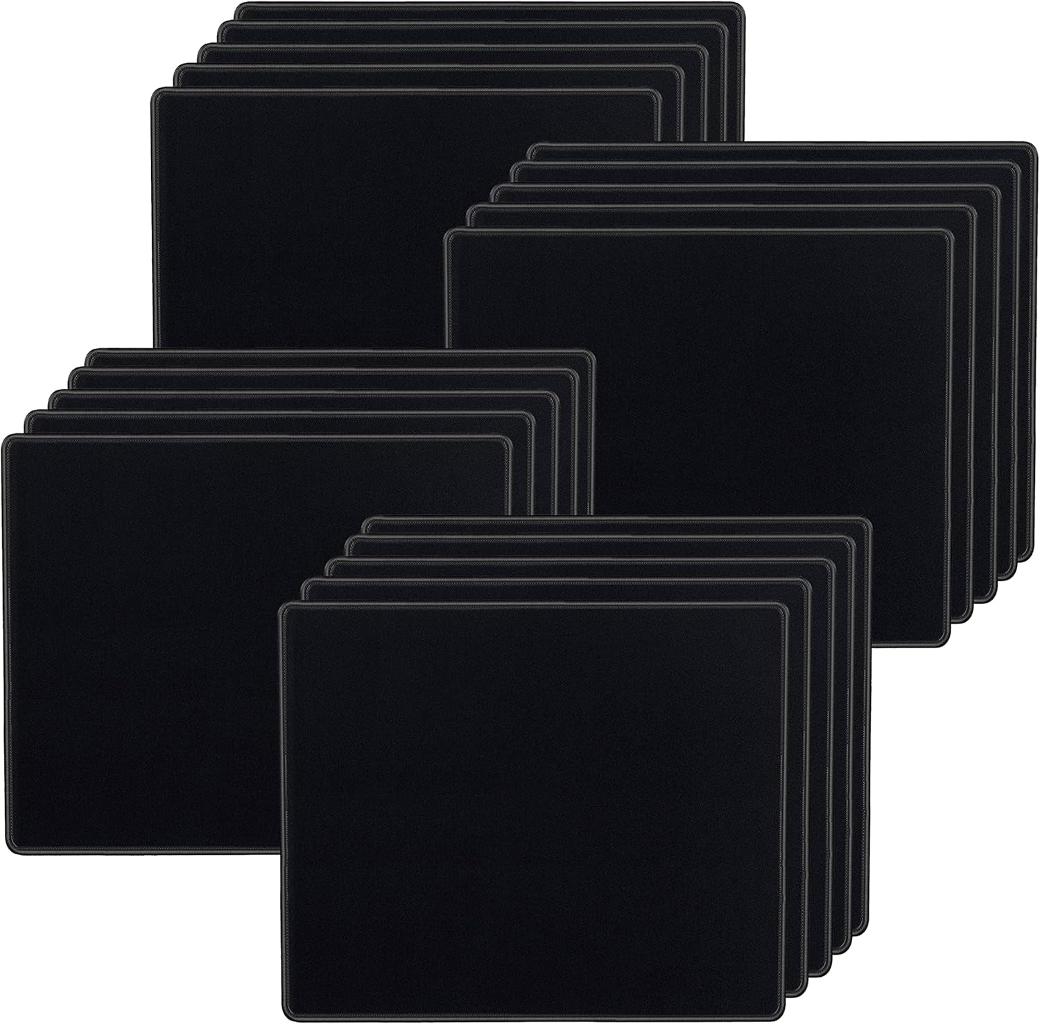 20 Pack Mouse Pad with Stitched Edges Mousepads Bulk Non-Slip Rubber Base, Waterproof Coating Mouse Pads for Computers, Laptop, Office & Home -(9.84 X 8.27 Inch) - Black
