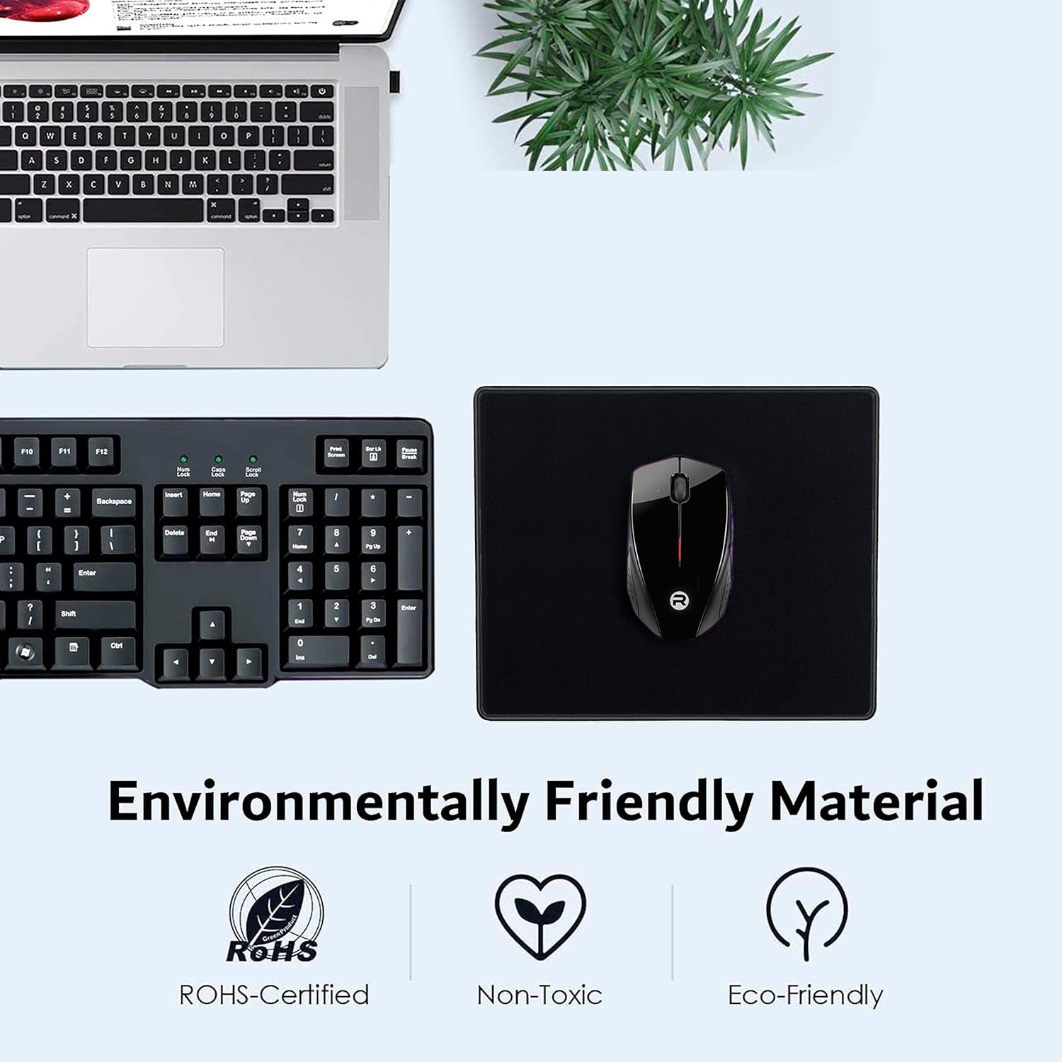 20 Pack Mouse Pad with Stitched Edges Mousepads Bulk Non-Slip Rubber Base, Waterproof Coating Mouse Pads for Computers, Laptop, Office & Home -(9.84 X 8.27 Inch) - Black