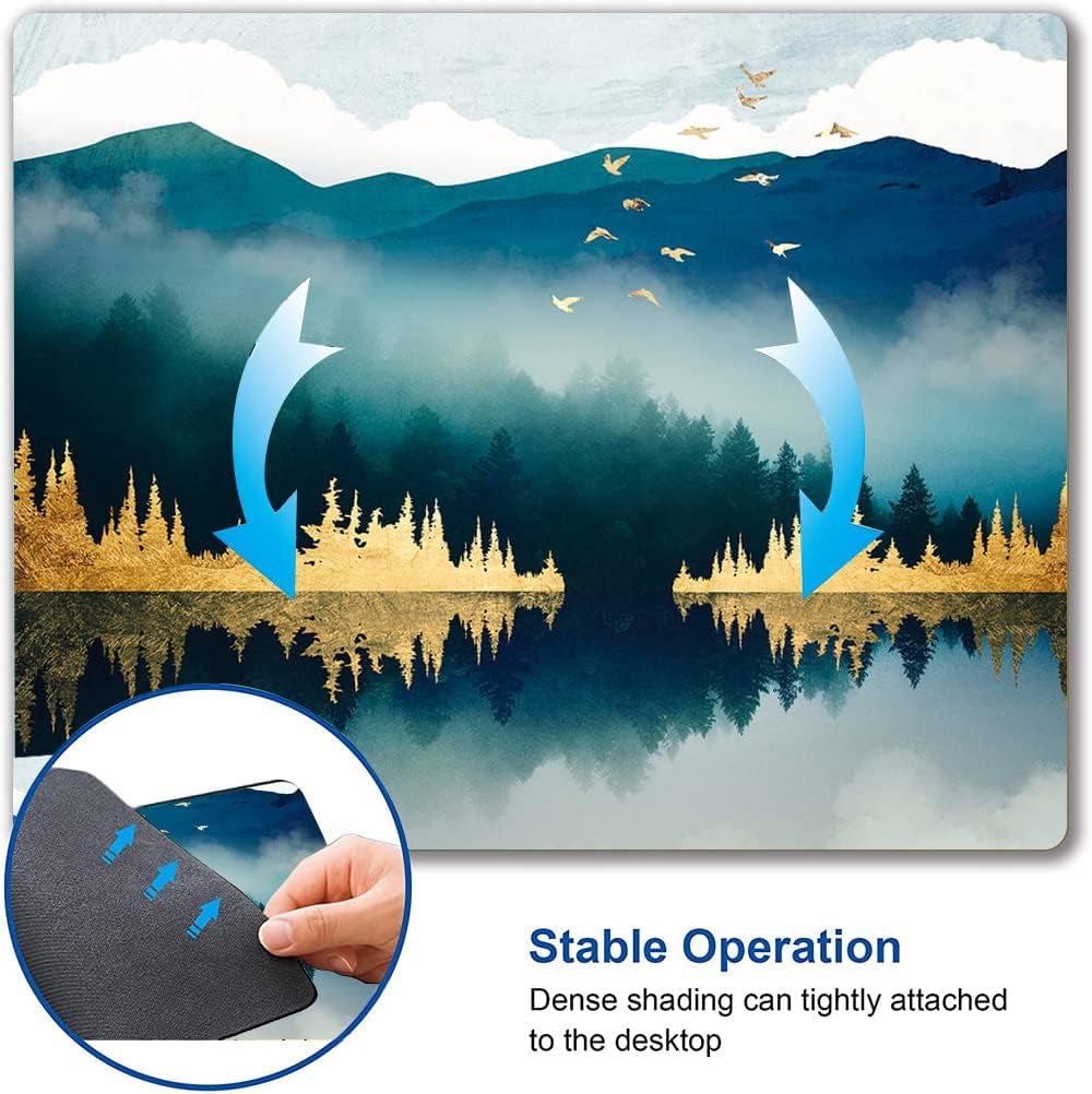 Abstract Landscape Mouse Pad - Square Waterproof Non-Slip Rubber Base for Office Laptop, 9.5"X7.9"X0.12" Inch (Mountain Landscape)
