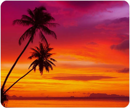 Beautiful Sunset Gaming Mouse Pad Pink Palm Tree Beach Non-Slip Rubber Mouse Pad for Computers, Laptop, Office, Home Rectangle Personalized Mousepad 9.5 Inch X 7.9 Inch