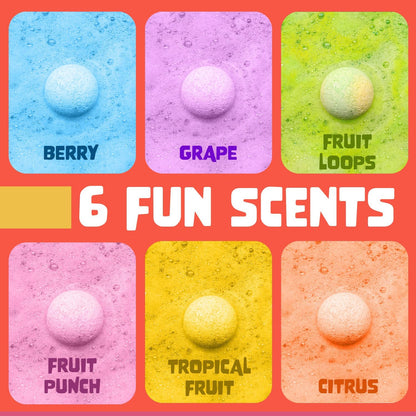 Superhero Bath Bombs for Kids with Surprise Toys inside (6 Pack) - Large Bubble Bomb Fizzies for Boys, Girls, & Toddlers - Fruity Scents, Relaxing Aromas, Made in USA, Birthday Gift by