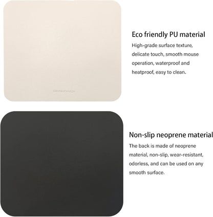 Leather Mouse Pad, Non-Slip Mouse Pad and Waterproof Mouse Mat Writing Pad for Office and Home, Dual-Sided Multifunctional Mouse Pad, Mouse Pad for Desk (White)
