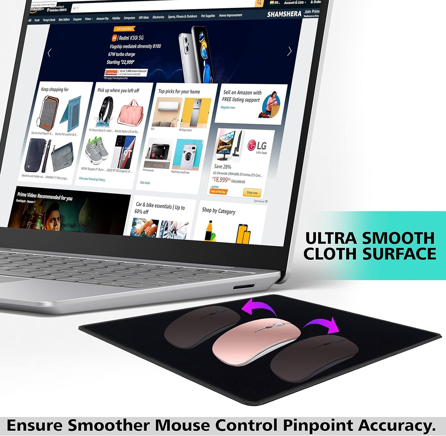 20 Pack Mouse Pad with Stitched Edges Mousepads Bulk Non-Slip Rubber Base, Waterproof Coating Mouse Pads for Computers, Laptop, Office & Home -(9.84 X 8.27 Inch) - Black