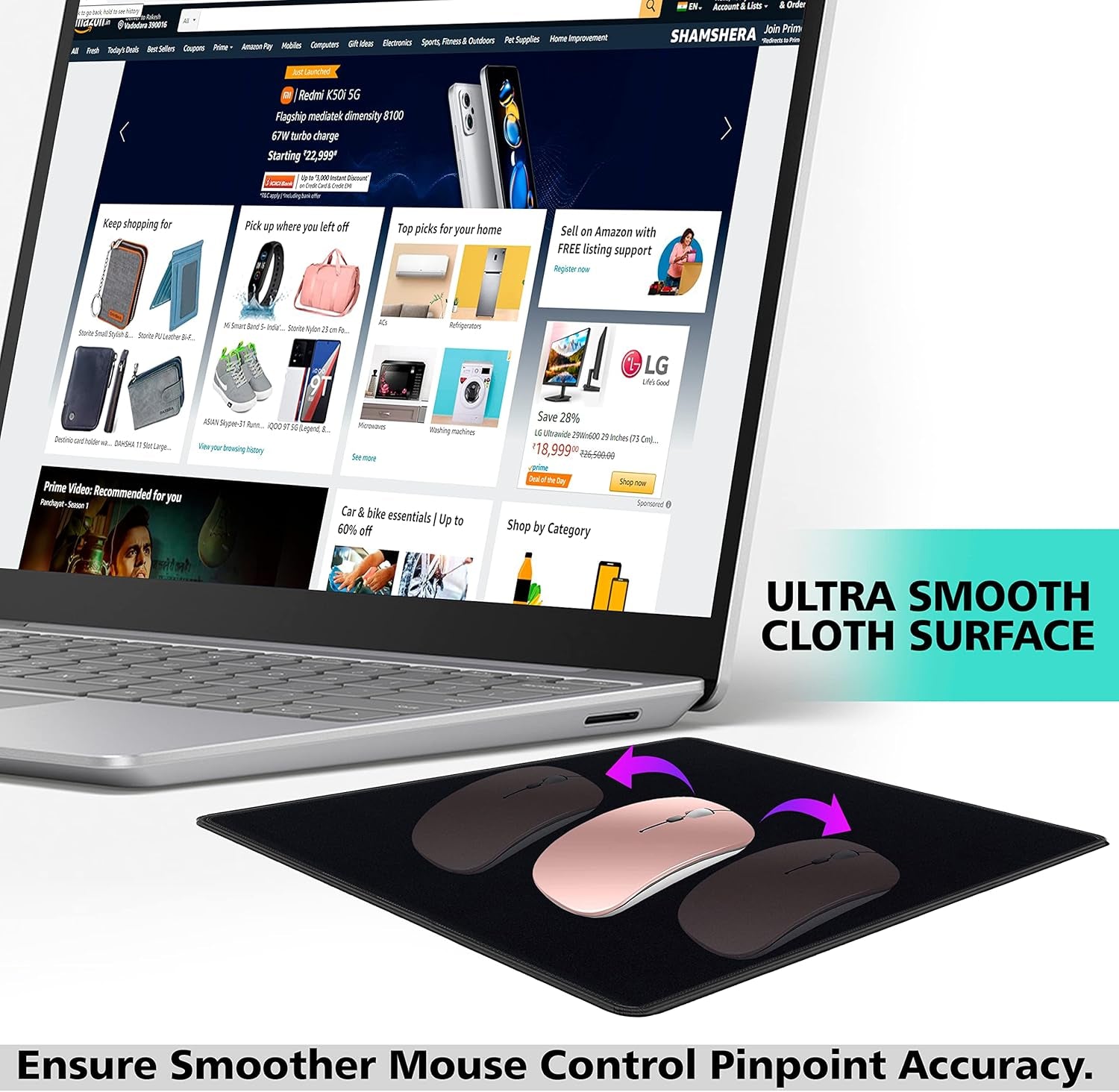 20 Pack Mouse Pad with Stitched Edges Mousepads Bulk Non-Slip Rubber Base, Waterproof Coating Mouse Pads for Computers, Laptop, Office & Home -(9.84 X 8.27 Inch) - Black