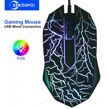USB Wired Mouse RGB Gaming Mouse 1600DPI Optical Wired Mouse Office Mice Ergonomic Mouse for PC Computer Desktop Macbook Pro