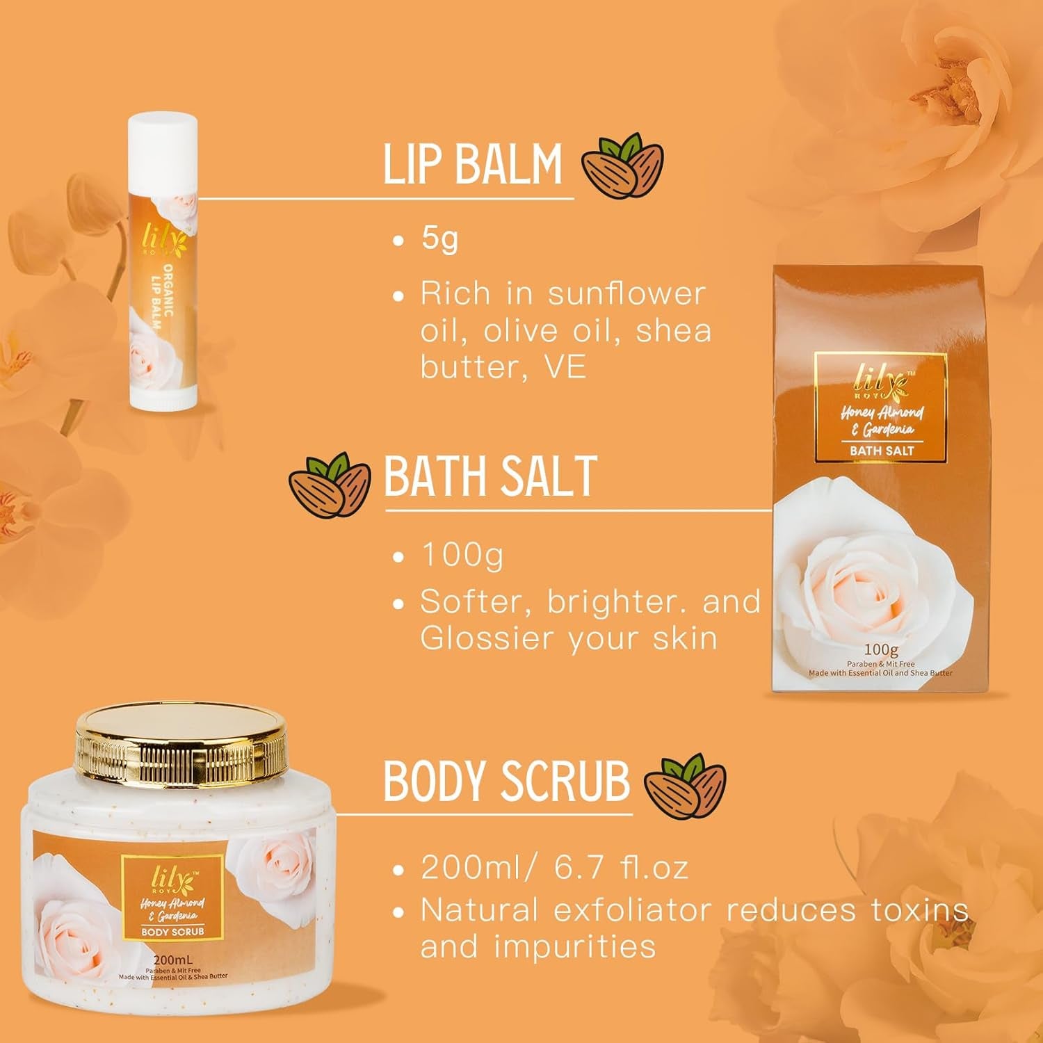 Mothers Day Gifts for Mom - Luxury 10-Piece Honey Almond Bath & Body Gift Set for Women, Spa Gift Basket, Pampering Bath Set with Bath Bomb | Christmas Birthday, Perfect Holiday Gift for All Occasion