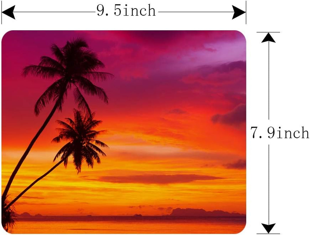Beautiful Sunset Gaming Mouse Pad Pink Palm Tree Beach Non-Slip Rubber Mouse Pad for Computers, Laptop, Office, Home Rectangle Personalized Mousepad 9.5 Inch X 7.9 Inch