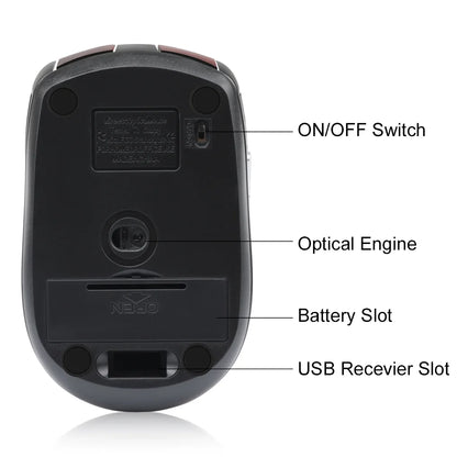 Wireless Gaming Mouse Adjustable DPI 2.4G 6 Buttons Optical Mouse for Laptop Notebook PC, Green