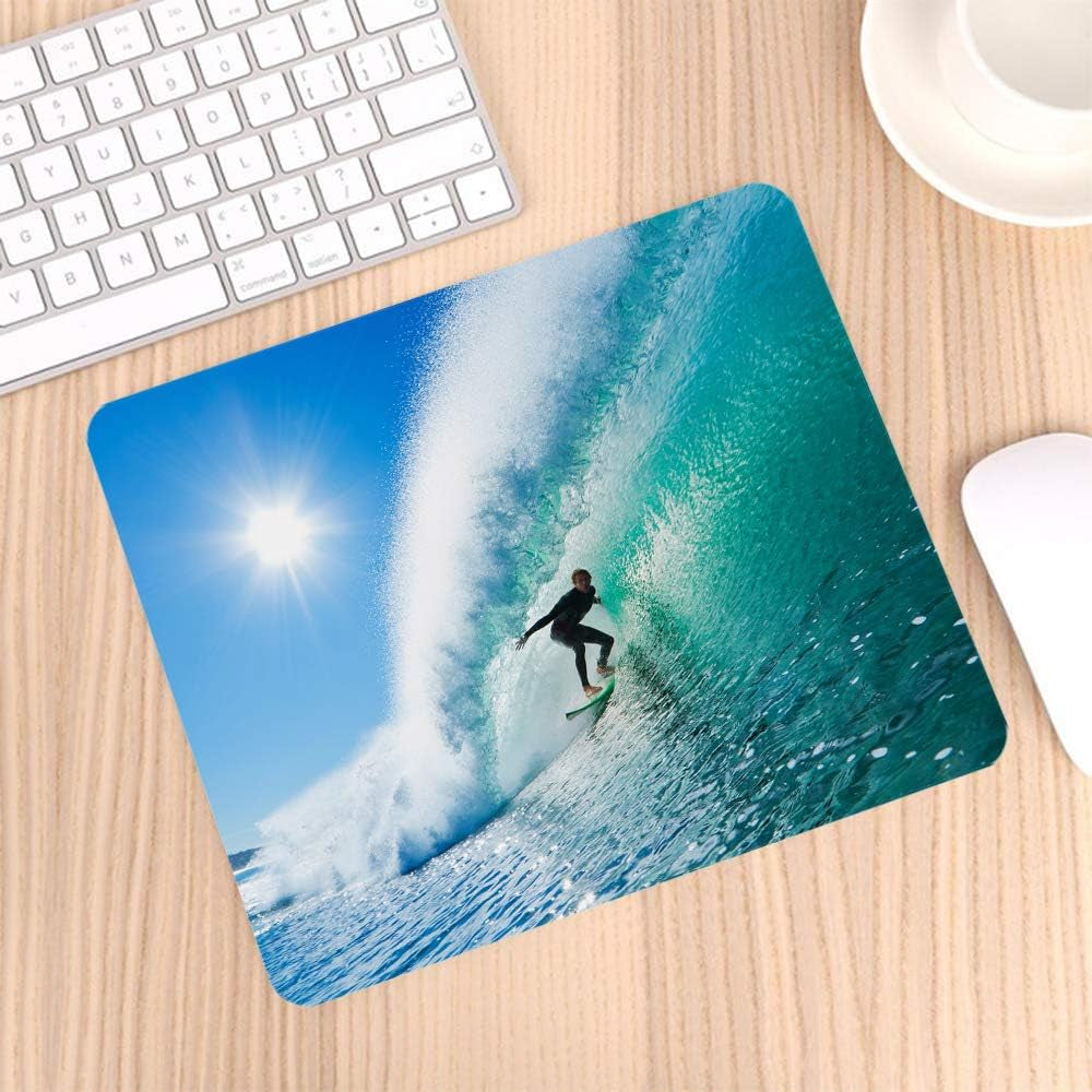 Gaming Mouse Pad Surfing Surf Board Non-Slip Rubber Mouse Pad for Computers, Laptop, Office, Home Rectangle Personalized Mousepad 9.5 Inch X 7.9 Inch