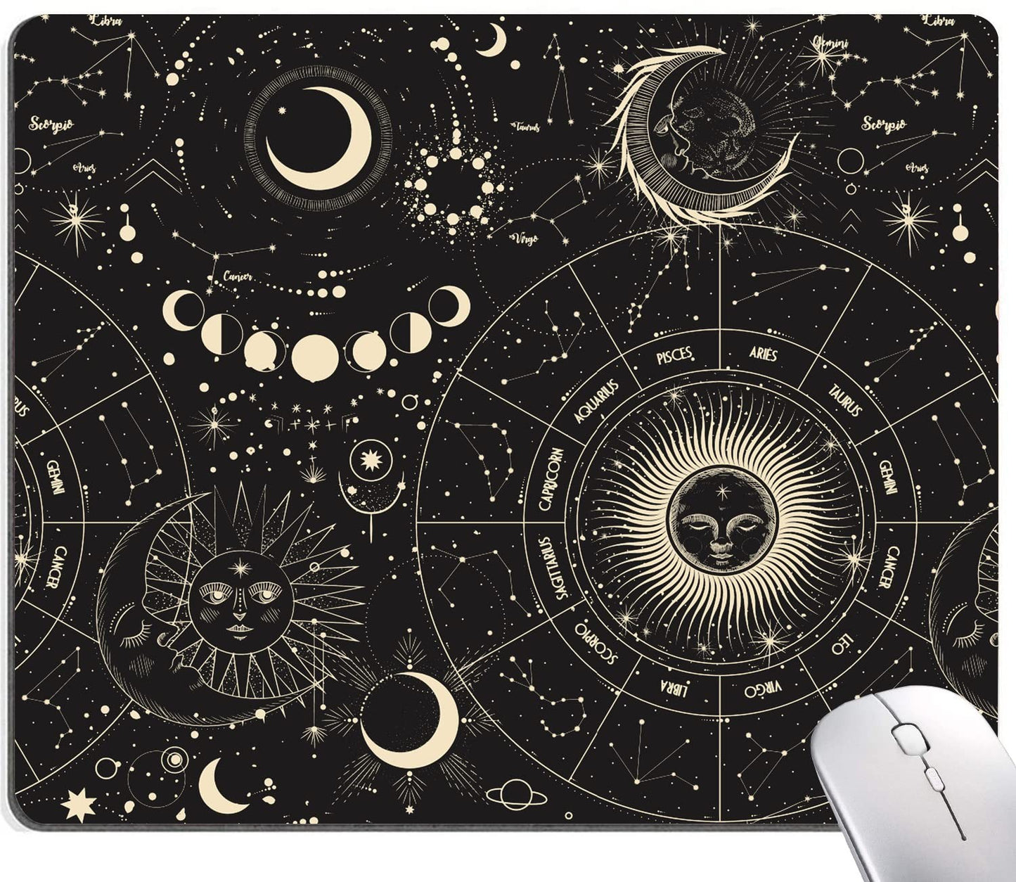 Armanza Mouse Pad, Moon Sun Mouse Pad, Square Waterproof Mouse Pad Non-Slip