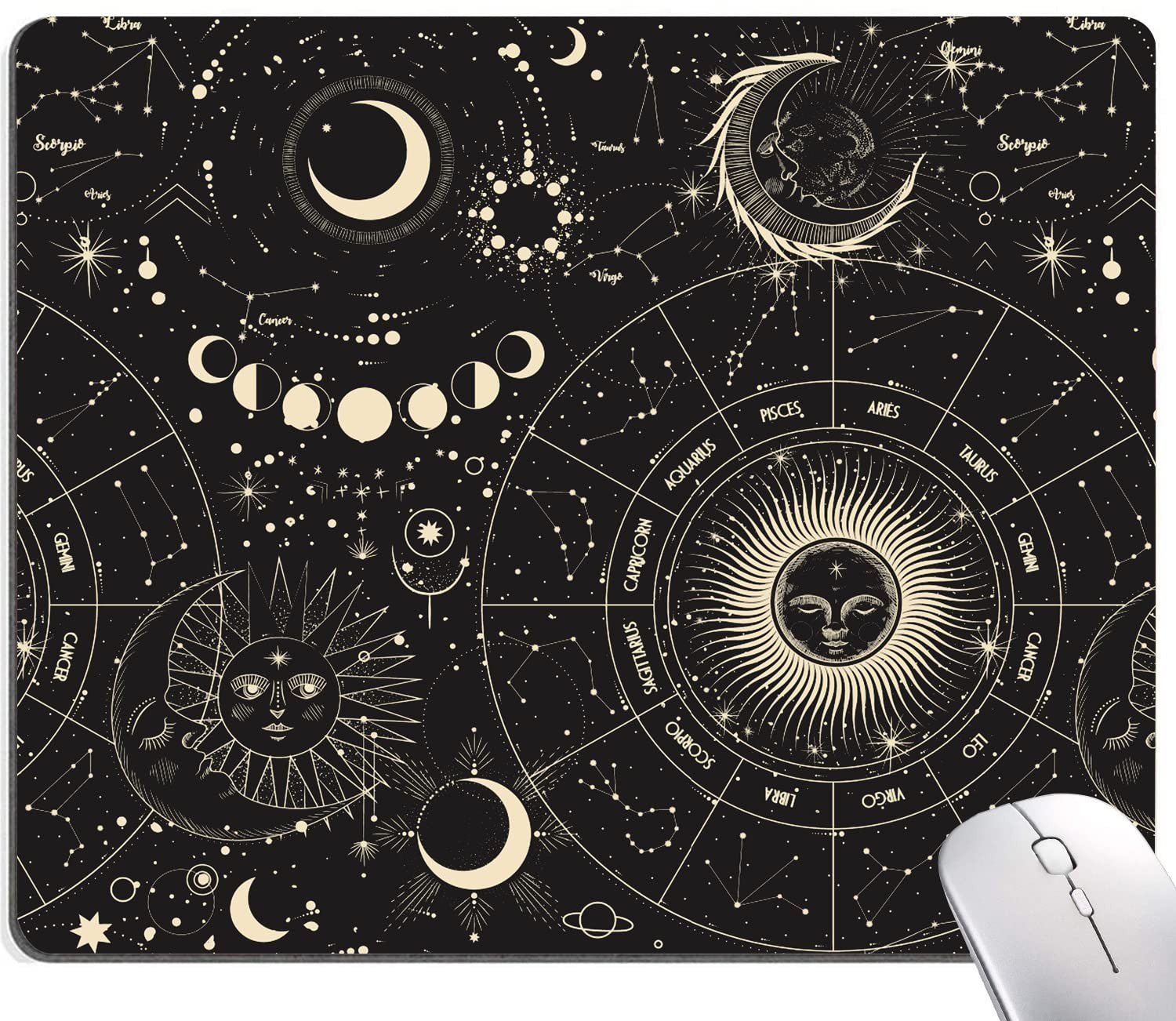 Armanza Mouse Pad, Moon Sun Mouse Pad, Square Waterproof Mouse Pad Non-Slip