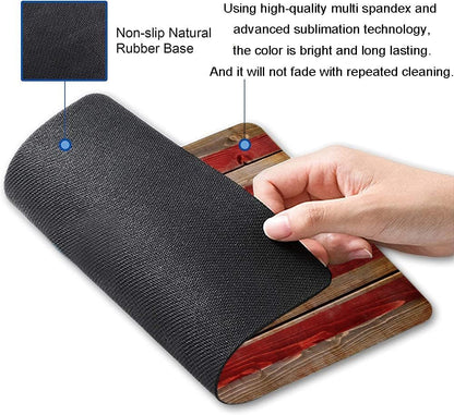 Personalized Rectangular Gaming Mouse Pad, American Flag on Wood Mouse Pad, Natural Non-Slip Rubber Laptop Mouse Pad