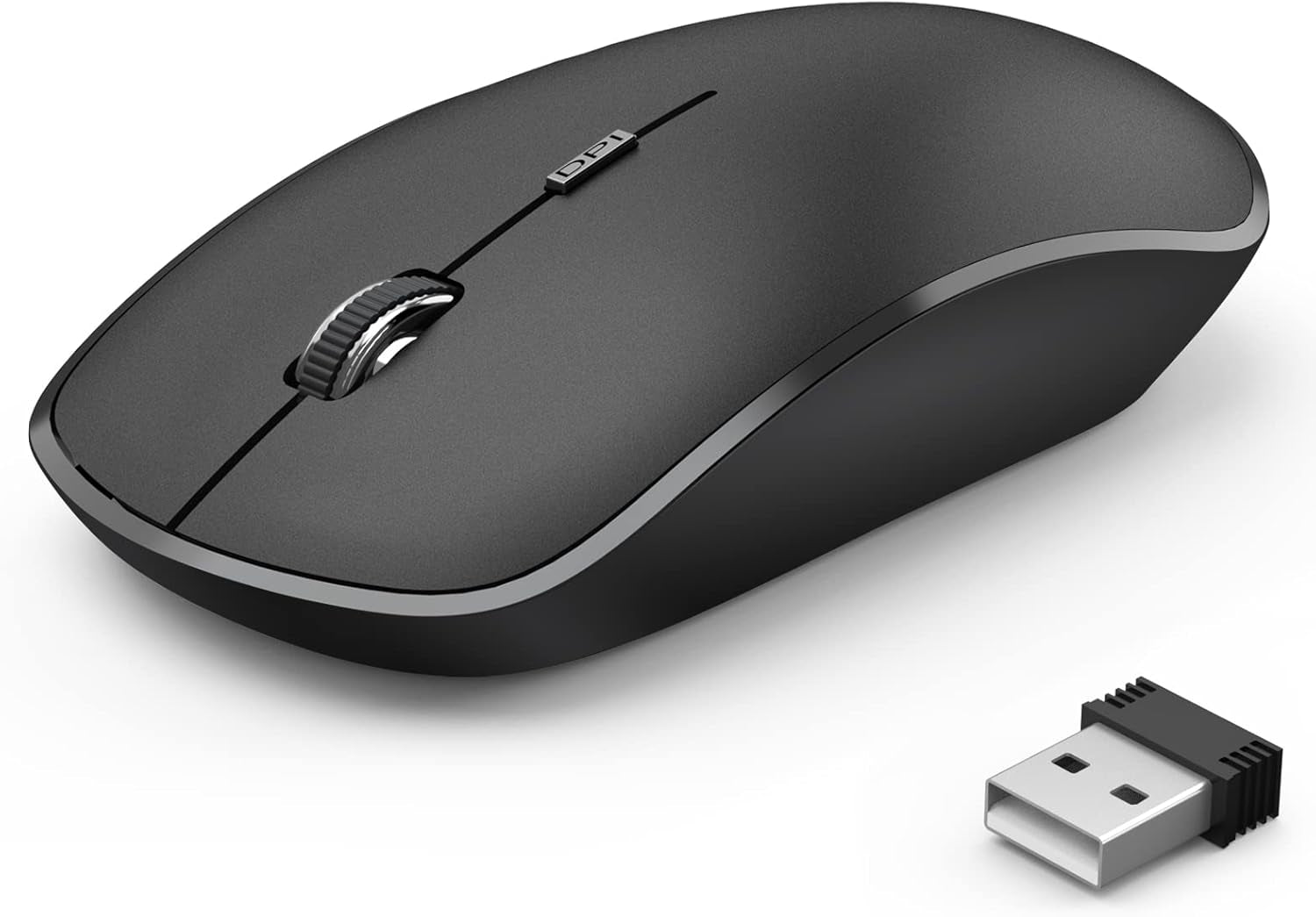 Wireless Mouse, 2.4G Portable Slim Silent Computer Mouse Wireless with USB Nano Receiver, 2400 DPI, for Notebook, Laptop, PC - Black