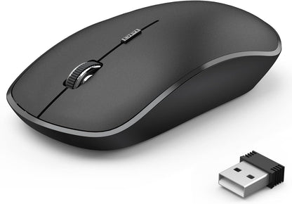 Wireless Mouse, 2.4G Portable Slim Silent Computer Mouse Wireless with USB Nano Receiver, 2400 DPI, for Notebook, Laptop, PC - Black