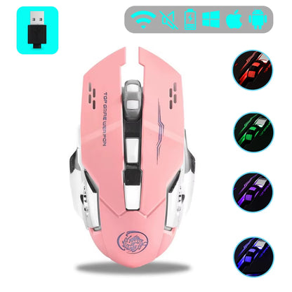 Wireless Mouse Gaming Computer Silent Rechargeable Bluetooth Mouse USB Mechanical E-Sports Backlight PC Gamer Mouse for Laptop