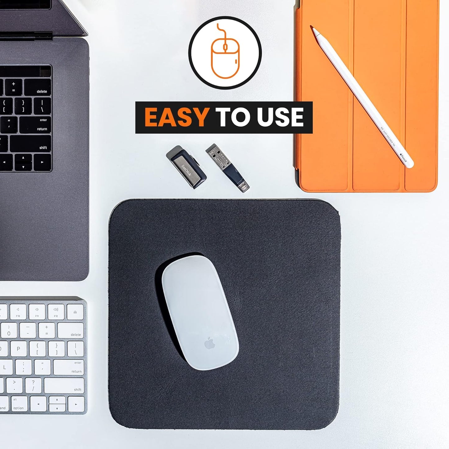 Leather Mouse Pad 9 X 9 Inch (Black) | Genuine Leather Mousepad | Black Mouse Pad | Thick Mouse Pad | Portable Mouse Pad | Mouse Pad for Desk | Leather Mouse Desk Mat