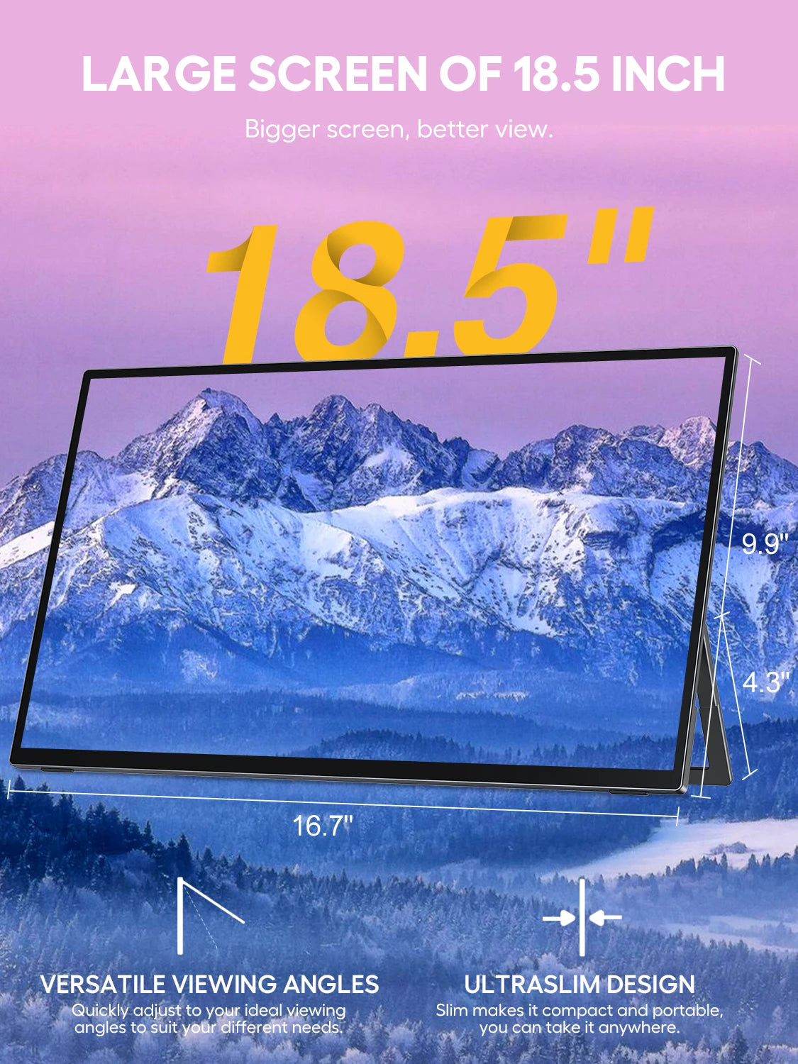 UPERFECT 18.5" Touch Screen Portable Monitor 120Hz Computer Gaming Display With Type C HDMI Holder Stand For Laptop Phone Xbox