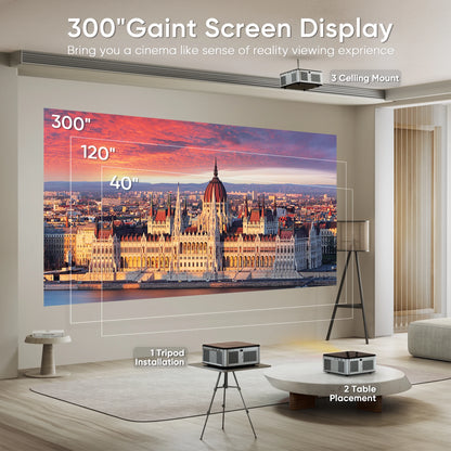 HORLAT T03 21000 Lumens Android Beamer 4K Projector Outdoors Full HD 1080P 8K Video Dolby Audio Home Theater Auto Focus Keystone