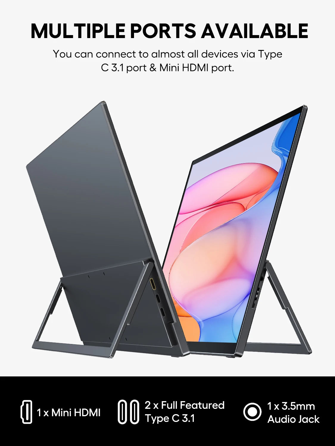 UPERFECT 18.5" Touch Screen Portable Monitor 120Hz Computer Gaming Display With Type C HDMI Holder Stand For Laptop Phone Xbox