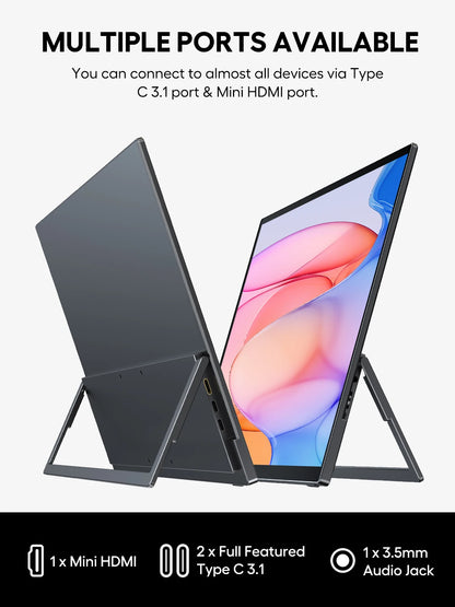UPERFECT 18.5" Touch Screen Portable Monitor 120Hz Computer Gaming Display With Type C HDMI Holder Stand For Laptop Phone Xbox