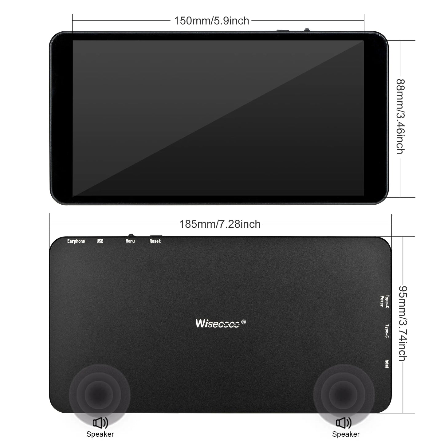 Wisecoco 7 Inch 1920x1080 FHD Portable Monitor Touch IPS HDMI Computer type C Gaming Display for Laptop PC Raspberry Pi PS4 XBox