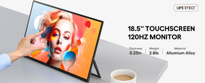 UPERFECT 18.5" Touch Screen Portable Monitor 120Hz Computer Gaming Display With Type C HDMI Holder Stand For Laptop Phone Xbox