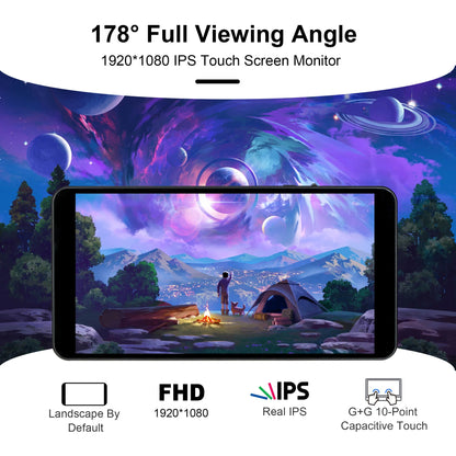 Wisecoco 7 Inch 1920x1080 FHD Portable Monitor Touch IPS HDMI Computer type C Gaming Display for Laptop PC Raspberry Pi PS4 XBox