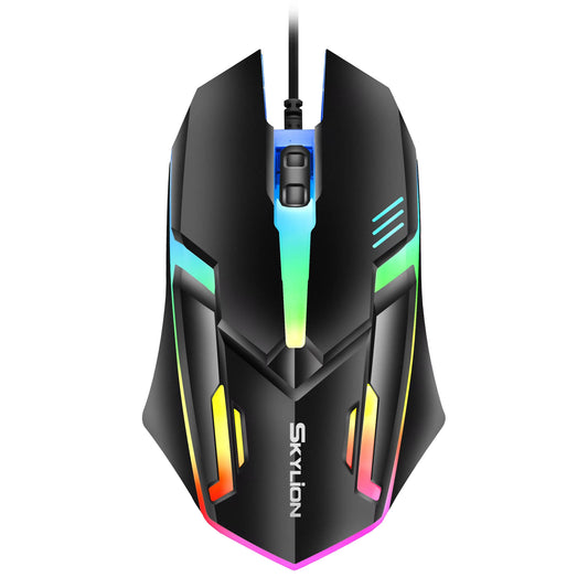 F1 Wired 3 Keys Mouse Colorful Lighting Gaming and Office for Microsoft Windows and Apple IOS System