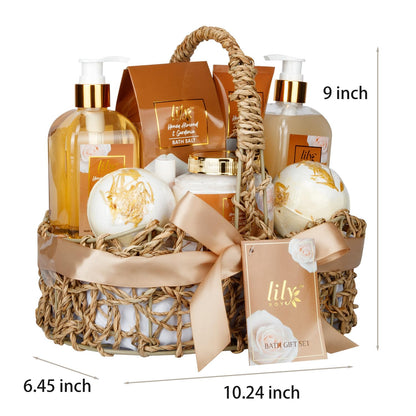 Mothers Day Gifts for Mom - Luxury 10-Piece Honey Almond Bath & Body Gift Set for Women, Spa Gift Basket, Pampering Bath Set with Bath Bomb | Christmas Birthday, Perfect Holiday Gift for All Occasion