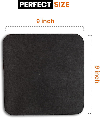 Leather Mouse Pad 9 X 9 Inch (Black) | Genuine Leather Mousepad | Black Mouse Pad | Thick Mouse Pad | Portable Mouse Pad | Mouse Pad for Desk | Leather Mouse Desk Mat