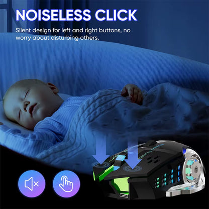 Wireless Mouse Gaming Computer Silent Rechargeable Bluetooth Mouse USB Mechanical E-Sports Backlight PC Gamer Mouse for Laptop