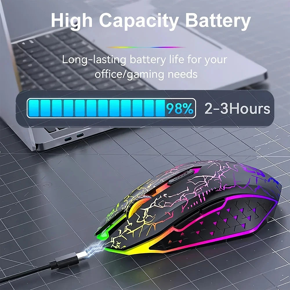 Bluetooth 5.2 Mouse RGB 2.4G Wireless Mouse Dual-Mode Gaming Mouse 6 Buttons Silent Mouse for Macbook Tablet Laptops Computer