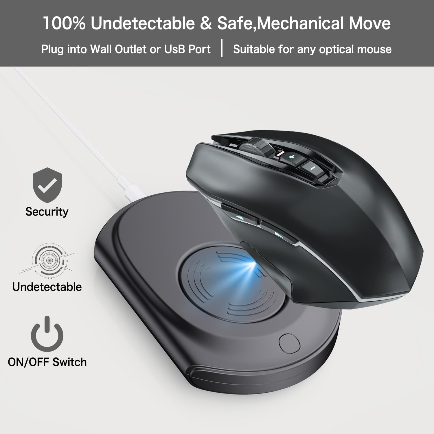 Mouse Jiggler, Ultra Slim, 20Db Quiet & Noiseless, Undetectable Mouse Mover Simu