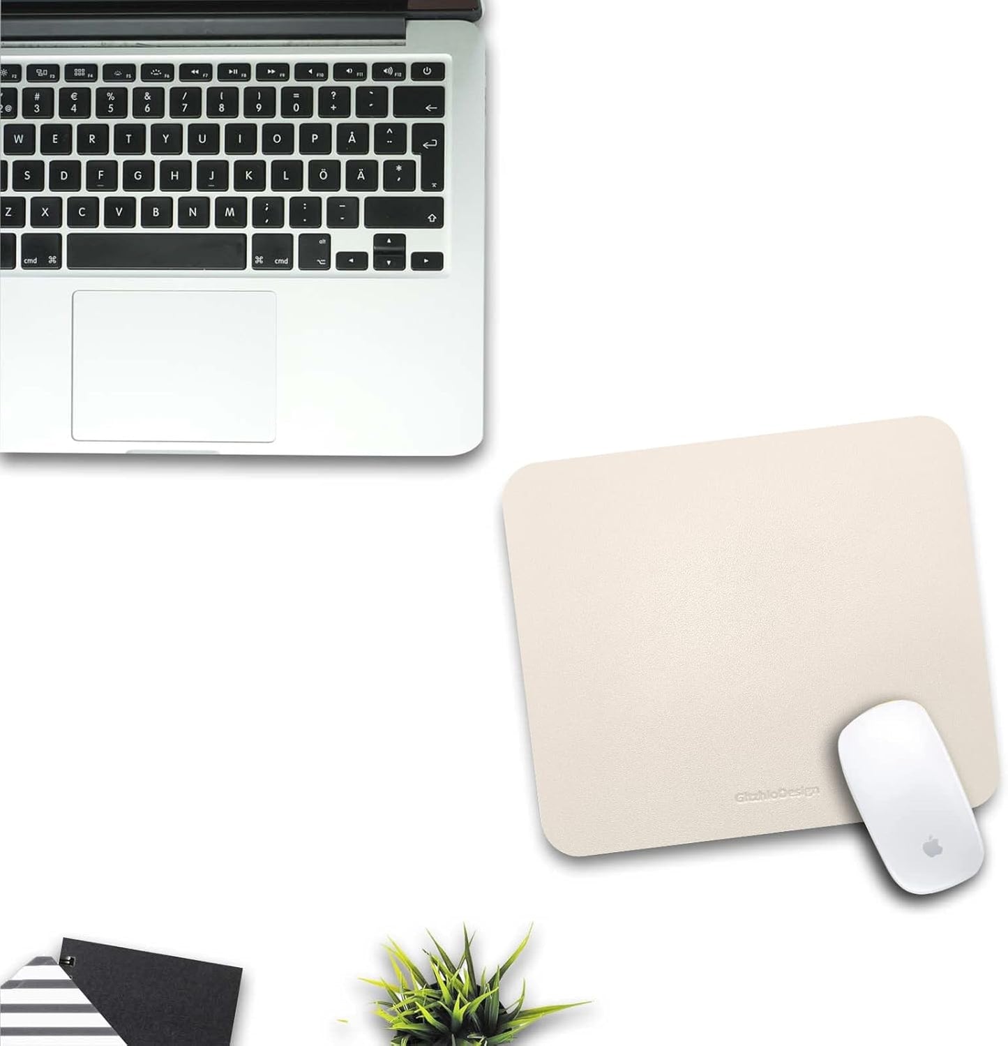 Leather Mouse Pad, Non-Slip Mouse Pad and Waterproof Mouse Mat Writing Pad for Office and Home, Dual-Sided Multifunctional Mouse Pad, Mouse Pad for Desk (White)